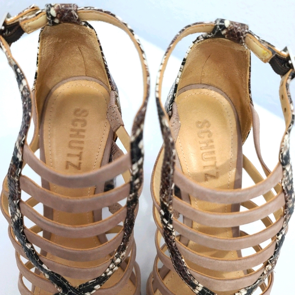 SCHUTZ Kaye Reptile Snakeskin Heel Sandals - Picture 7 of 16